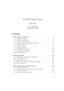 MA3D5 Galois theory Miles Reid Jan–Mar 2004 printed JanContents