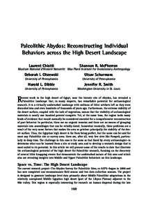 Paleolithic Abydos: Reconstructing Individual Behaviors across the High Desert Landscape Shannon R. McPherron Laurent Chiotti