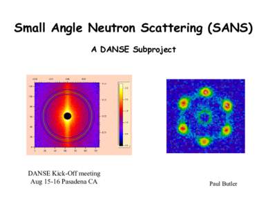 Small Angle Neutron Scattering (SANS) A DANSE Subproject DANSE Kick-Off meeting AugPasadena CA