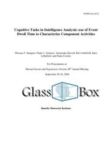 Cognitive Tasks in Information Analysis: Use of Event Dwell Time to Characterize Component