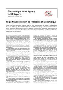 Mozambique News Agency AIM Reports Repo rt no .4 99 , 19 th