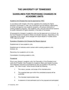 Guidelines for Proposing Changes in Academic Units