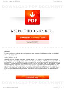 BOOKS ABOUT M50 BOLT HEAD SIZES METRIC  Cityhalllosangeles.com M50 BOLT HEAD SIZES MET...