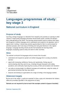 National Curriculum - Languages key stage 3