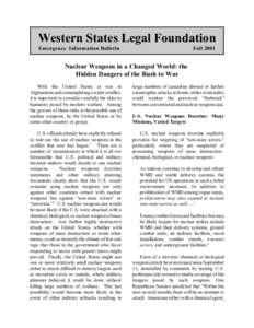 Western States Legal Foundation Emergency Information Bulletin FallNuclear Weapons in a Changed World: the
