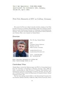 Petri Net Newsletter, ISSNGesellschaft für Informatik (GI), Germany, Volume 83, AprilPetri Nets Research at BTU in Cottbus, Germany