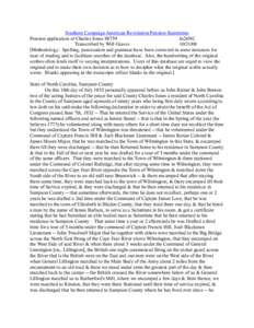 Southern Campaign American Revolution Pension Statements Pension application of Charles Jones S8759 fn26NC Transcribed by Will Graves[removed]Methodology: Spelling, punctuation and grammar have been corrected in some i