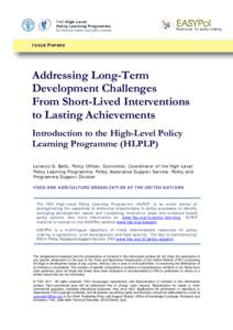 FAO High-Level Policy Learning Programme for decision makers and policy analysts Resources for policy making