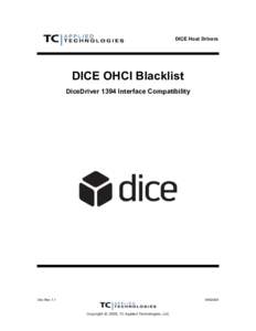DICE Host Drivers  DICE OHCI Blacklist DiceDriver 1394 Interface Compatibility  Doc Rev 1.1