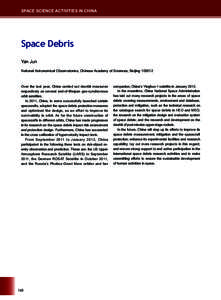 SPACE SCIENCE ACTIVITIES IN CHINA  Space Debris Yan Jun National Astronomical Observatories, Chinese Academy of Sciences, Beijing[removed]