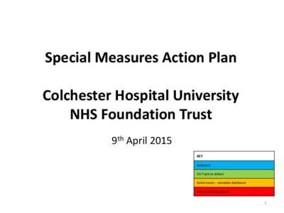 Special Measures Action Plan  Colchester Hospital University NHS Foundation Trust 9th April 2015 KEY