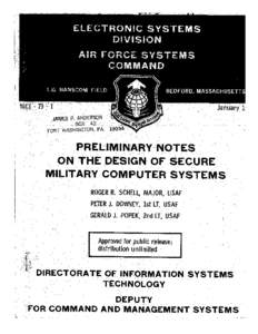 Preliminary Notes on the Design of Secure Military Computer Systems