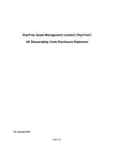 WyeTree Asset Management Limited (‘WyeTree’) UK Stewardship Code Disclosure Statement V2: JanuaryPage 1 of 2