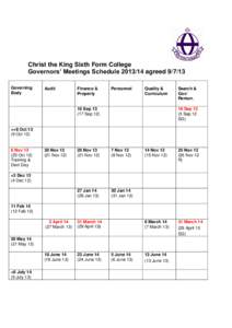 Christ the King Sixth Form College Governors’ Meetings ScheduleagreedGoverning Body  Audit