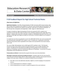 P-20 Feedback Report for High School Technical Notes