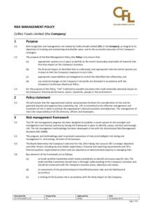 Microsoft Word - Risk Management Policy - 15 OctoberCFL-POL-CG-001 v1.0