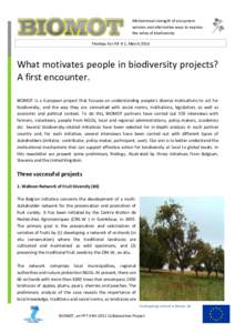 Motivational strength of ecosystem services and alternative ways to express the value of biodiversity pppppooo Findings For All # 1, March 2014