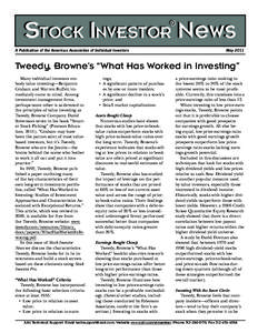 ®  STOCK INVESTOR News A Publication of the American Association of Individual Investors  May 2011