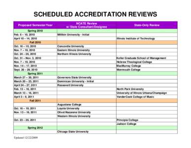SCHEDULED ACCREDITATION REVIEWS[removed]