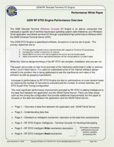 GSW RF Directed Terminal I/O Engine  Performance White Paper GSW RF DTIO Engine Performance Overview  The GSW Directed Terminal (Windows Console) I/O Engine is an add-on component that