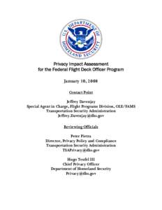 Department of Homeland Security Privacy Impact Assessment Federal Flight Deck Officer Program