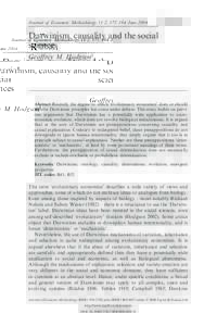 Journal of Economic Methodology 11:2, 175–194 JuneDarwinism, causality and the social sciences Geoffrey M. Hodgson1