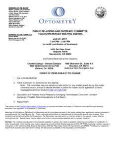 Board of Optometry - Agenda, July 27, 2017