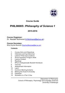 Course Guide: Philosophy of Science 1