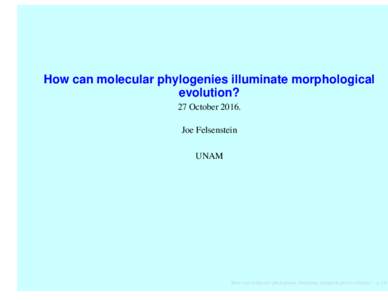 How can molecular phylogenies illuminate morphological evolution? 27 OctoberJoe Felsenstein UNAM