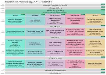 Programm zum JUG Saxony Day am 30. September:00 -  Raum:45 -