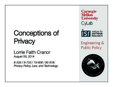 Alan Westin / Lorrie Cranor / Information privacy / P3P / Privacy / Ethics / Internet privacy