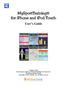 MySportTraining Windows Mobile Pocket PC User’s Guide
