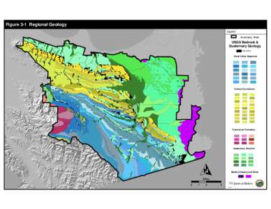 Figure 3-1 Regional Geology Legend Inventory Area  USGS Bedrock &