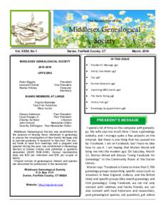 The Newsletter of the  Middlesex Genealogical Society Vol. XXXII, No.1