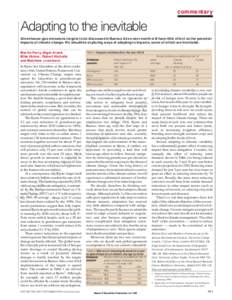 commentary  Adapting to the inevitable Greenhouse-gas emissions targets to be discussed in Buenos Aires next month will have little effect on the potential impacts of climate change. We should be exploring ways of adapti