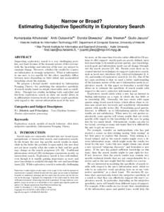 Information science / Information retrieval / Internet search engines / Information / Humancomputer interaction / Internet search / Exploratory search / Web search query / Search engine technology / Google Search / Statistical hypothesis testing / Query expansion