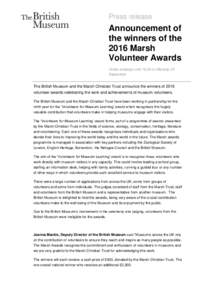 Press release  Announcement of the winners of the 2016 Marsh Volunteer Awards