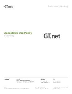 Acceptable Use Policy GT.net Hosting Address  s