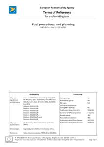 European Aviation Safety Agency  Terms of Reference for a rulemaking task  Fuel procedures and planning
