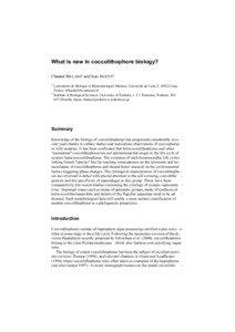 What is new in coccolithophore biology? Chantal BILLARD1 and Isao INOUYE2 1