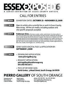 ESSEXEXPOSED  A JURIED EXHIBITION OF ESSEX COUNTY ARTISTS CALL FOR ENTRIES