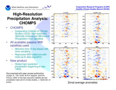 Cooperative Research Programs (CoRP) Satellite Climate Studies Branch (SCSB) High-Resolution Precipitation Analysis: CHOMPS