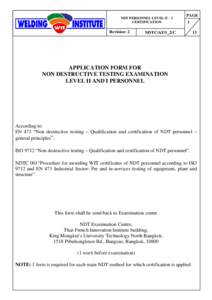 NDT PERSONNEL LEVEL II - I CERTIFICATION Revision: 2  PAGE