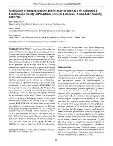 J Pharm Pharmaceut Sci (www.ualberta.ca/~csps) 6(2):[removed], 2003  Attenuation of benzodiazepine dependence in mice by a tri-substituted