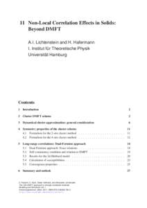 11 Non-Local Correlation Effects in Solids: Beyond DMFT A.I. Lichtenstein and H. Hafermann I. Institut fur ¨ Theoretische Physik ¨ Hamburg
