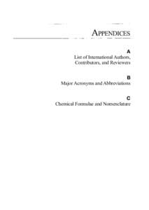 APPENDICES A List of International Authors, Contributors, and Reviewers  B
