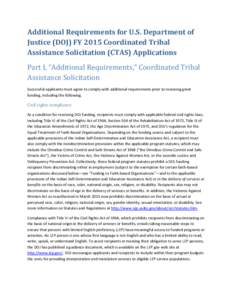 Additional Requirements for U.S. Department of Justice (DOJ) FY 2015 Coordinated Tribal Assistance Solicitation (CTAS) Applications