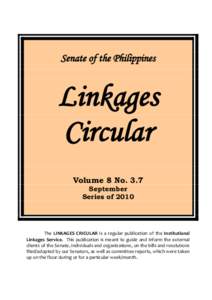 Senate of the Philippines  Linkages Circular Volume 8 No. 3.7 September