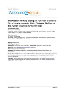 Article ID: WMC003169  ISSNOn Possible Primary Biological Function of Cholera Toxin: Interaction with Vibrio Cholerae Biofilms in