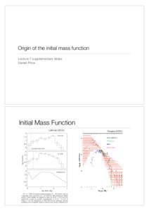 Origin of the initial mass function Lecture 7 supplementary slides Daniel Price Initial Mass Function No. 2, 2004